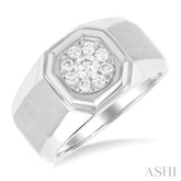 1/2 Ctw Octagonal Shape Lovebright Round Cut Diamond Men's Ring in 10K White Gold